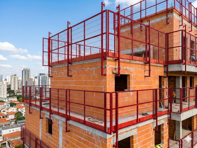 Proteção de periferia metálica instalada em laje